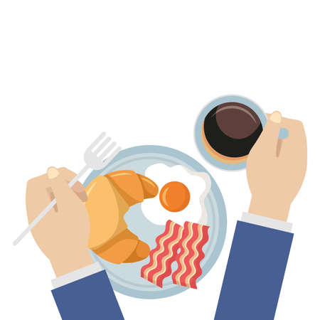 Breakfast egg and bread design, Food meal fresh product natural market premium and cooking theme Vector illustrationのイラスト素材