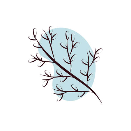branch with leafs hand draw style vector illustration designのイラスト素材