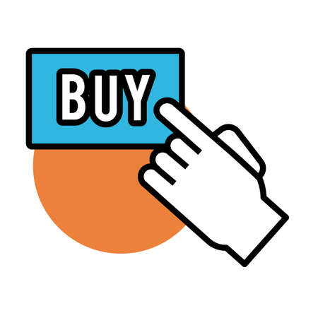 buy button with hand index line and fill style vector illustration designのイラスト素材