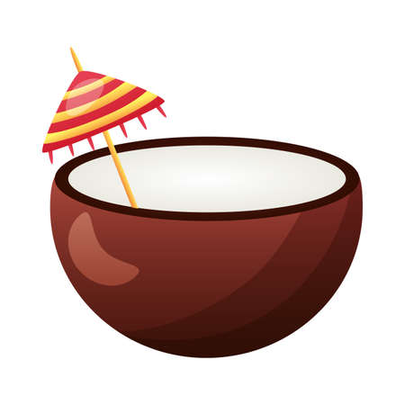 coconut cocktail umbrella on white backgroundのイラスト素材
