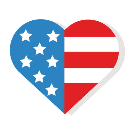 heart with usa flag flat detailed style vector illustration designのイラスト素材