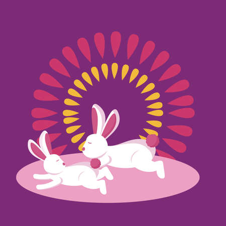 Rabbits design, Mid autumn festival china oriental celebration and traditional theme Vector illustrationのイラスト素材