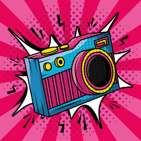 camera photographic pop art style vector illustration designのイラスト素材