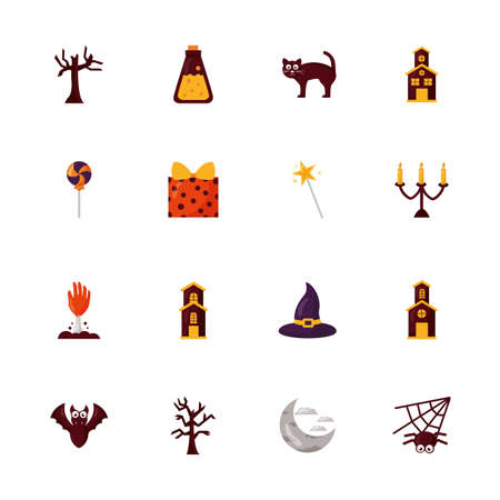 bundle of halloween set icons vector illustration designのイラスト素材