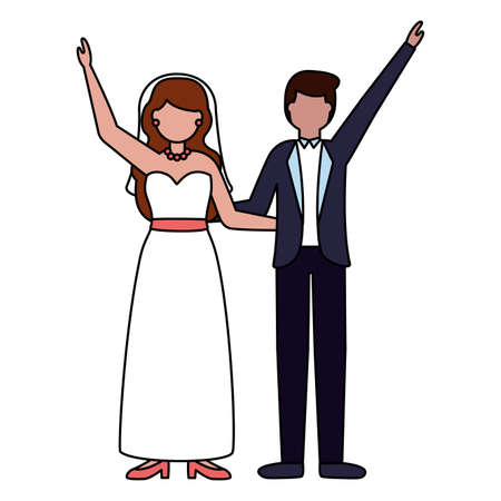 flat design wedding people groom and bride vector illustration vector illustrationのイラスト素材