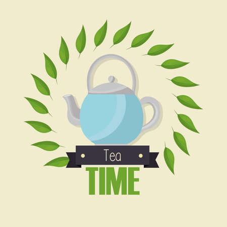 Tea pot design, Drink breakfast beverage tradition kitchen and aromatic theme Vector illustrationのイラスト素材