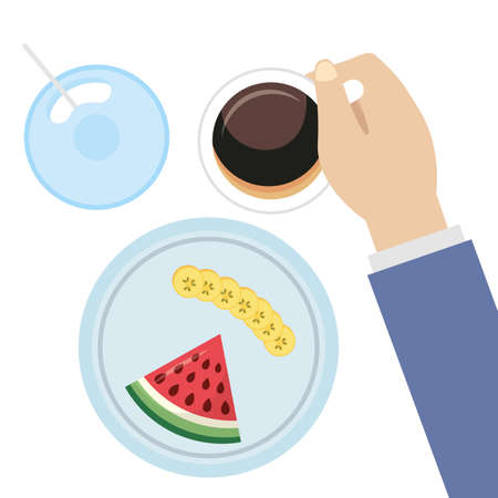 Breakfast fruits design, Food meal fresh product natural market premium and cooking theme Vector illustrationのイラスト素材