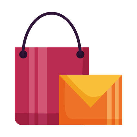 shopping bag email message on white background vector illustrationのイラスト素材