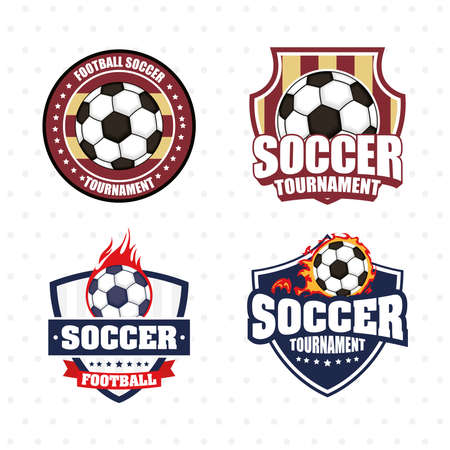 football soccer sport poster with set emblems icons vector illustration designのイラスト素材
