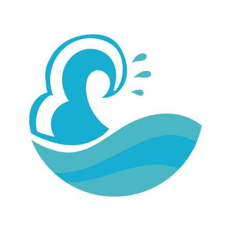 water wave ocean flat style icon vector illustration designのイラスト素材