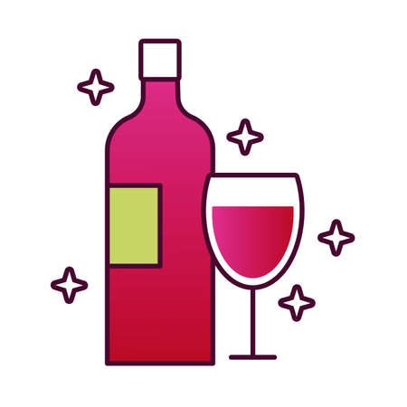 wine bottle and cup drink detailed style icon vector illustration designのイラスト素材