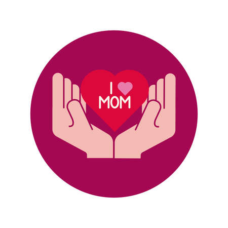 mother day hands lifting heart block and flat style icon vector illustration designのイラスト素材