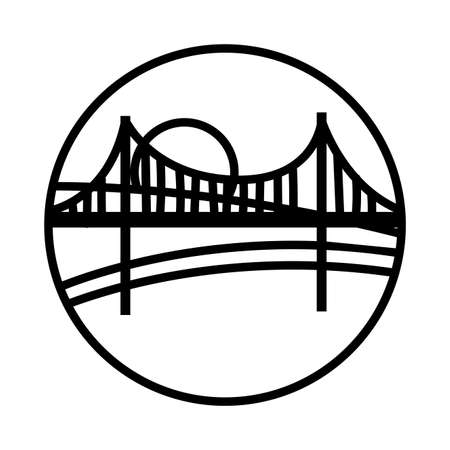 landscape scene with bridge line style icon vector illustration designのイラスト素材