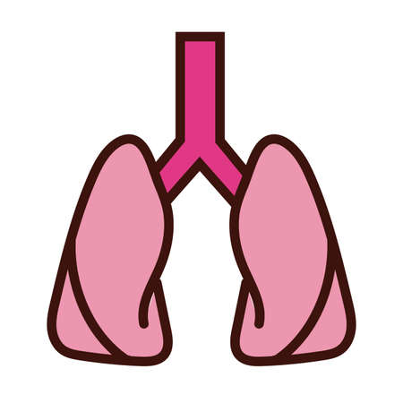 lungs human organ line and fill style vector illustration designのイラスト素材
