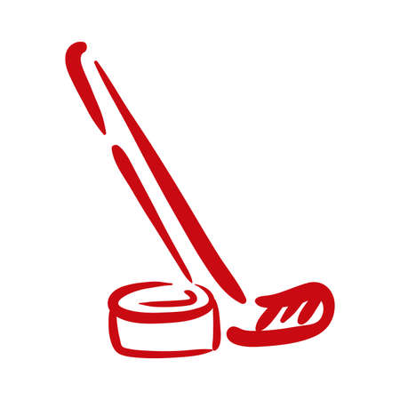 hockey club and disk hand draw style icon vector illustration designのイラスト素材