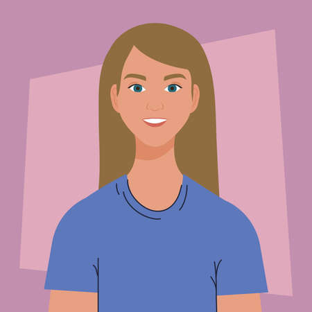 blond hair young woman, in pink background vector illustration designのイラスト素材