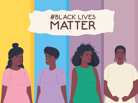 black lives matter, women and man african, stop racism vector illustration design