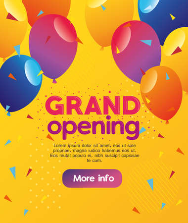 grand reopening banner with balloons helium decoration vector illustration designのイラスト素材