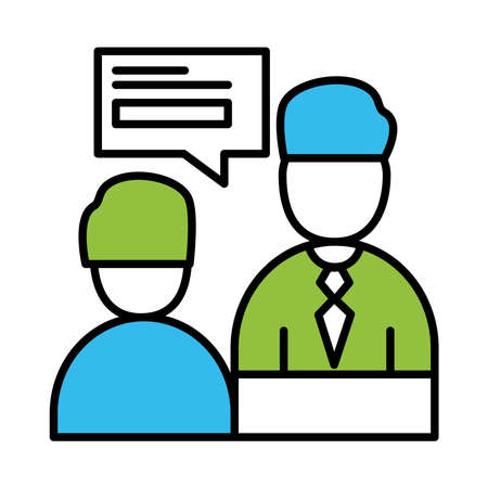 coworkers men with bubble line and colors style icon design, Coworking teamwork and strategy theme Vector illustrationのイラスト素材