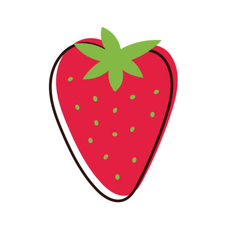 sweet strawberry fruit hand draw style vector illustration designのイラスト素材