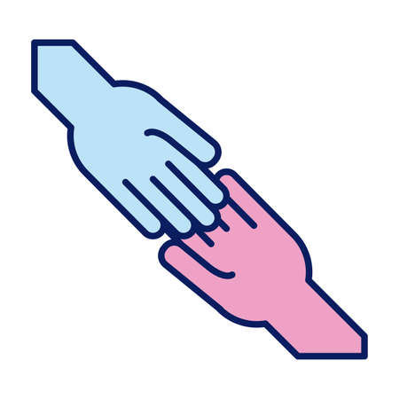 handshake solidarity line and fill style vector illustration designのイラスト素材