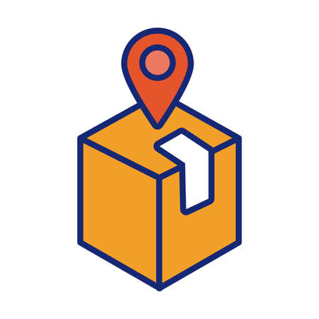 pin location with box delivery service line and fill style vector illustration designのイラスト素材