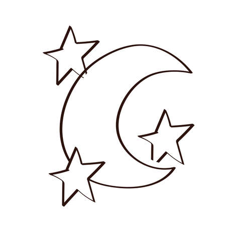 moon and stars magic line style icon vector illustration designのイラスト素材