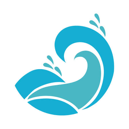 water wave ocean flat style icon vector illustration designのイラスト素材