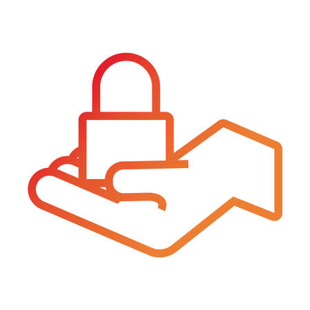 hand lifting safe padlock data security gradient style vector illustration designのイラスト素材