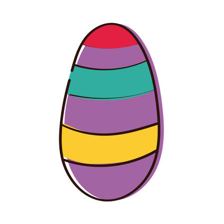 easter egg painted with stripes hand draw style vector illustration designのイラスト素材