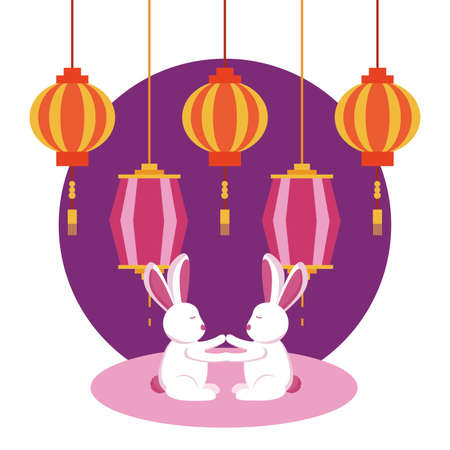 Rabbits design, Mid autumn festival china oriental celebration and traditional theme Vector illustrationのイラスト素材