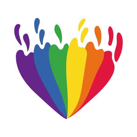 heart with gay pride flag hand draw style vector illustration designのイラスト素材