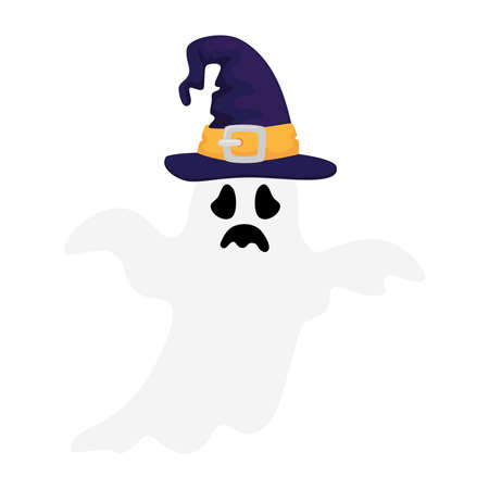 halloween ghost cartoon with hat design, happy holiday and scary theme Vector illustrationのイラスト素材