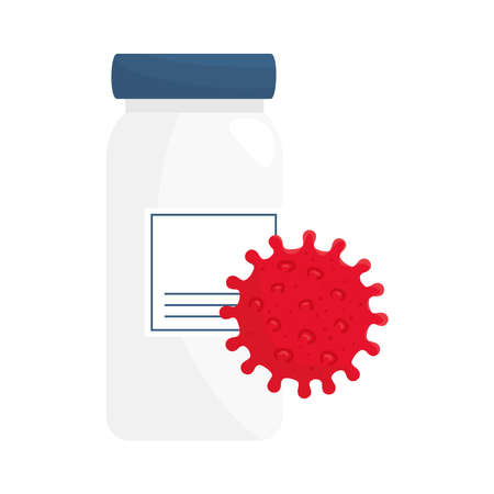 Covid 19 virus with bottle design of 2019 ncov cov coronavirus infection and corona theme Vector illustrationのイラスト素材