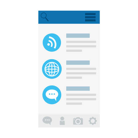 icon set on website screenshot design, Social media multimedia communication and digital marketing theme Vector illustrationのイラスト素材