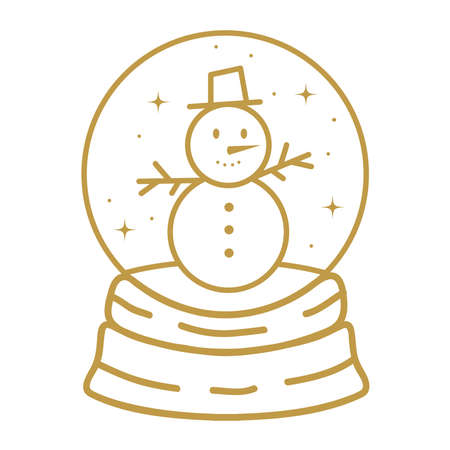 merry christmas snowman in snow sphere design, winter season and decoration theme Vector illustrationのイラスト素材