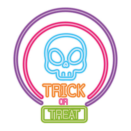 trick or treat halloween skull cartoon design, happy holiday and scary theme Vector illustrationのイラスト素材