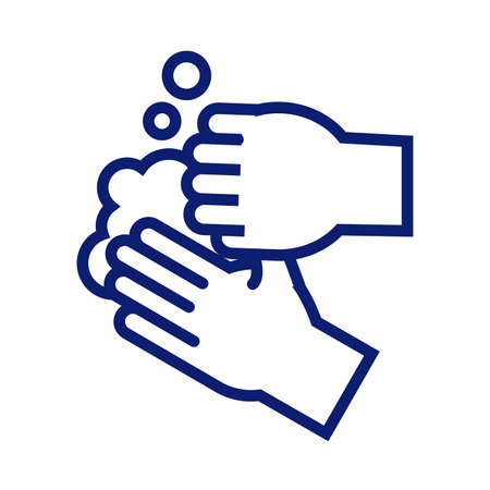 hands washing with foam line style icon vector illustration designのイラスト素材