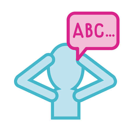 human with speech bubble line and fill style icon vector illustration designのイラスト素材