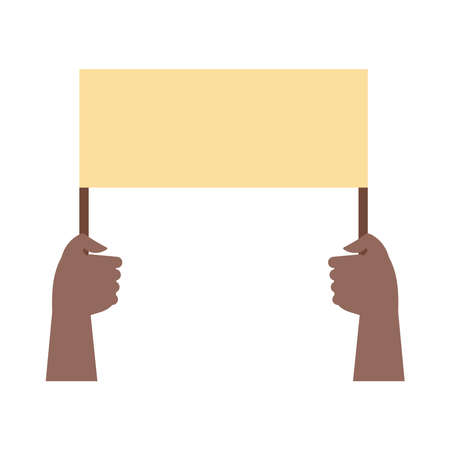 hands humans with protest square banner flat style icon vector illustration designのイラスト素材