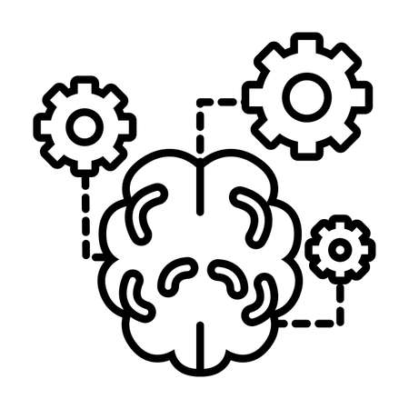 brain with gears line style icon vector illustration designのイラスト素材