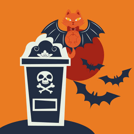 halloween cat disguised of vampire character vector illustration designのイラスト素材