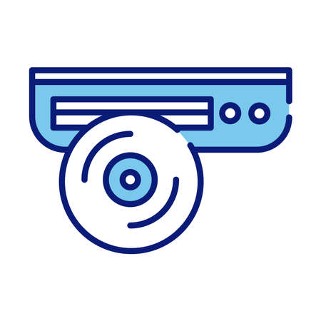 cd player line and fill style icon vector illustration designのイラスト素材
