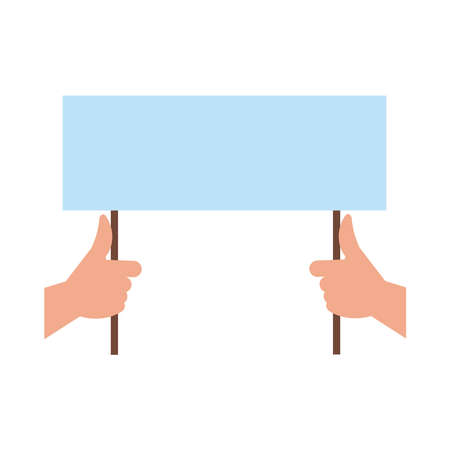 hands humans with protest banner flat style icon vector illustration designのイラスト素材