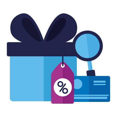 online shopping ecommerce gift credit card discount vector illustrationのイラスト素材