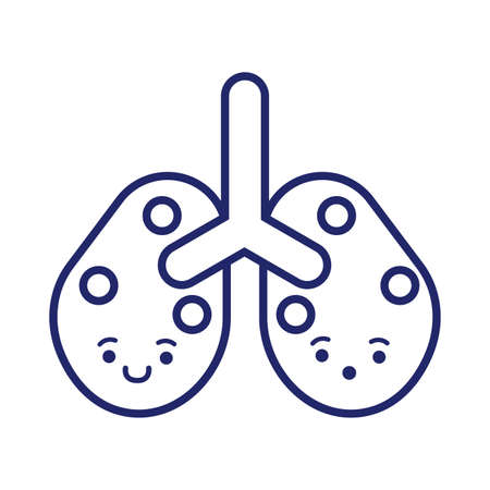 lungs with covid19 virus particles line style vector illustration designのイラスト素材