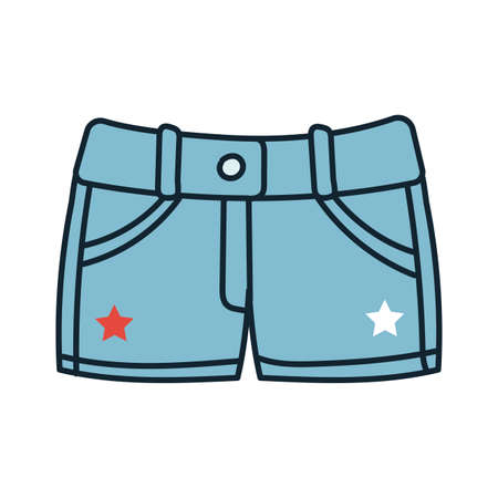 shorts hot with stars independence day line and fill vector illustration designのイラスト素材