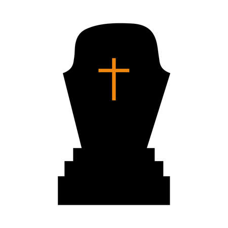 halloween grave with cross design, happy holiday and scary theme Vector illustrationのイラスト素材