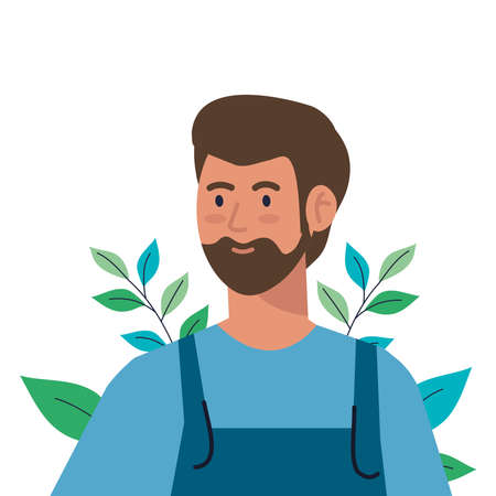 man cartoon with leaves design, Boy male person people human social media and portrait theme Vector illustrationのイラスト素材
