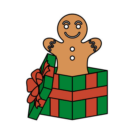 christmas gift box present with ginger cookie vector illustration designのイラスト素材